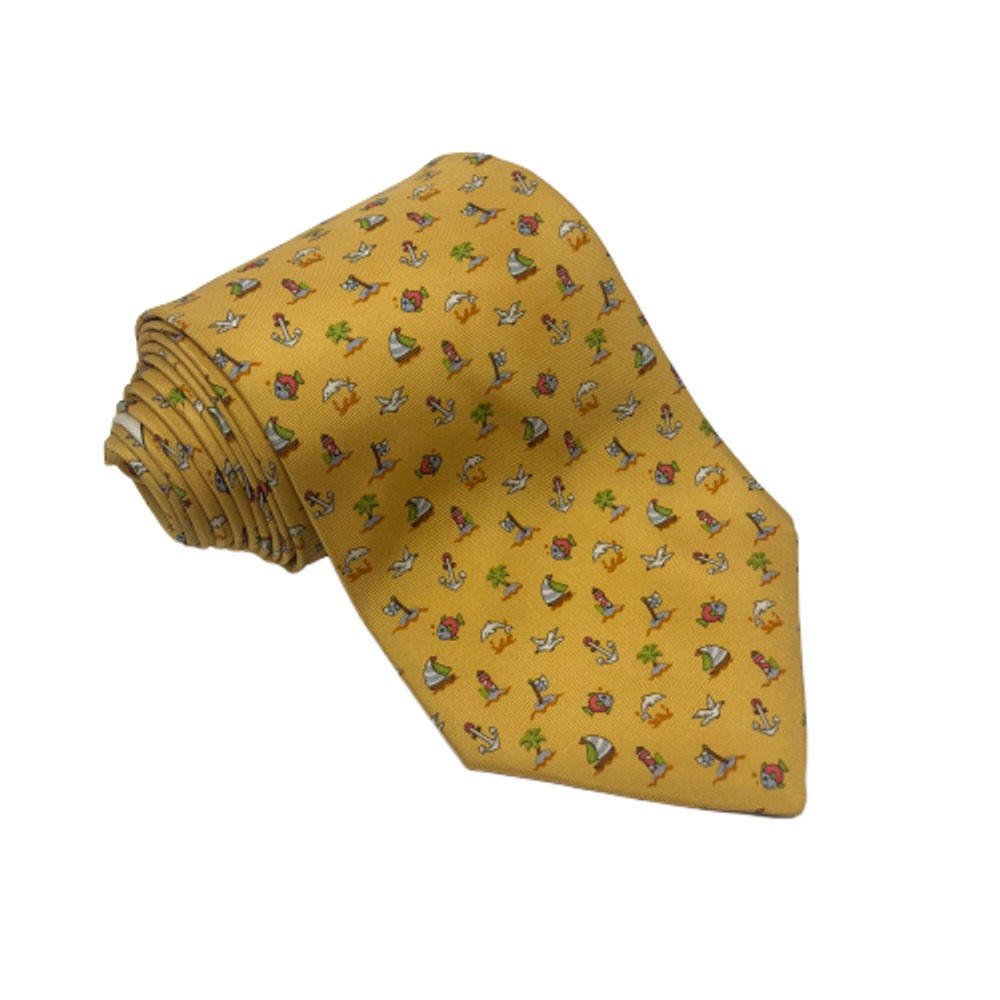 Salvatore Ferragamo Yellow Nautical Tie